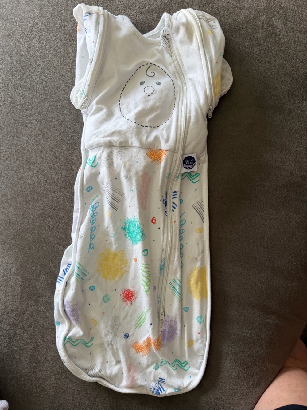 Nested Bean Multi-Color Patterned Baby Sleep Sack Swaddle - Cozy Zipper weighted